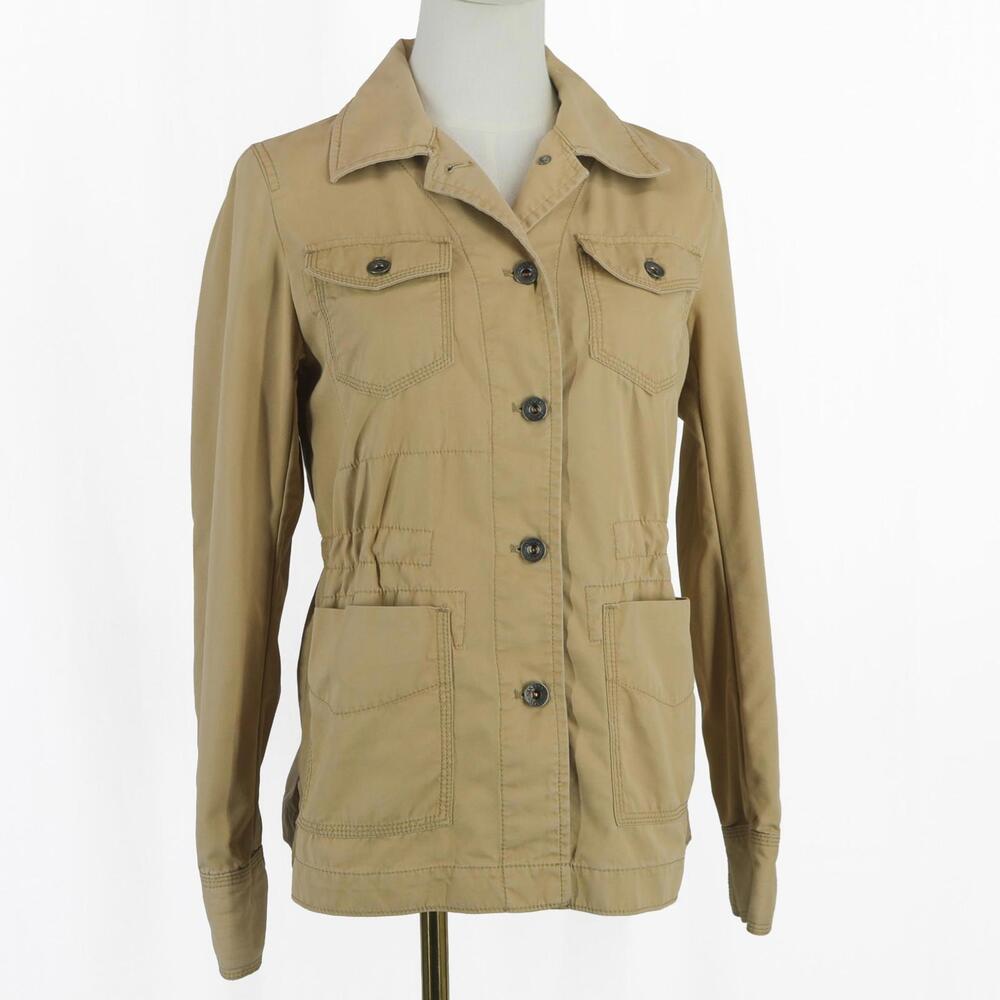 Banana Republic Women’s Utility Jacket Khaki Cotton Nylon Button Front Size 2